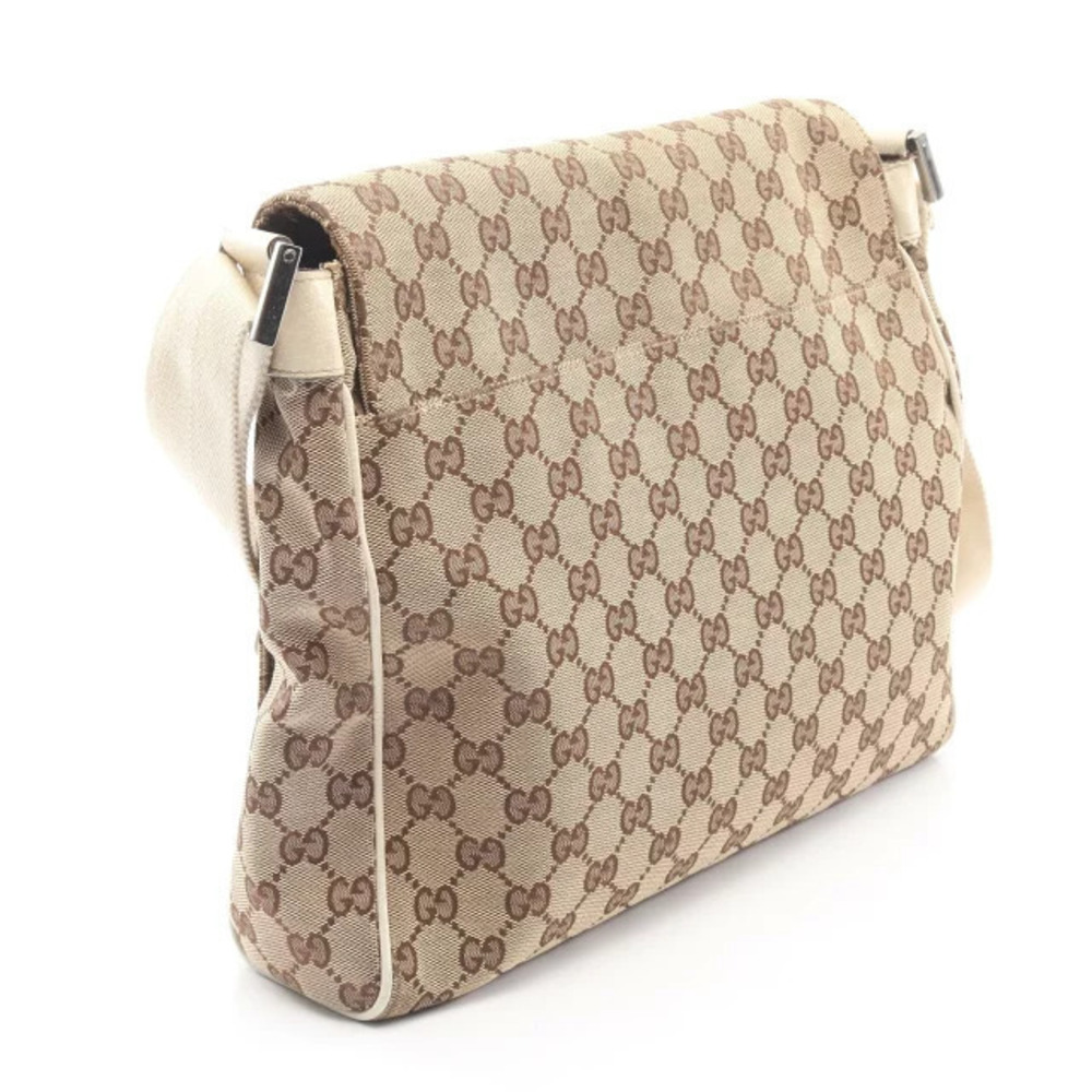 Gucci Shoulder GG Beige Leather Cream Bag Canvas White Cream White